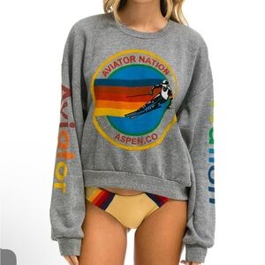 aviator nation aspen relaxed crew sweatshirt